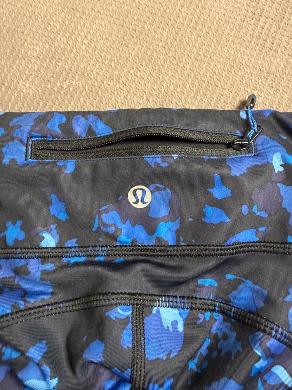 lululemon athletica Black Leggings with Blue Floral Print - Picture 2 of 6